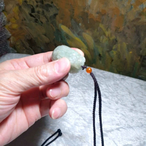 Type A Jadeite pea green Dragon-Tortoise with Ancient Coins Jade pendant (with certificate) #22 [Natural Crystal] 翡翠浅豆绿龙龟铜钱吊坠(带证书) #22