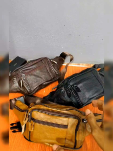 Tas pinggang kulit sapi tas pria selempang terbaru kulit asli tekstur halus