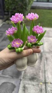 ดอกบัว แจกันดอกบัว ขนาดสูง 6.5 นิ้ว แบบดินปั้น(ราคาต่อคู่)