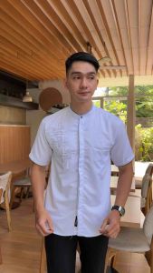 Baju Koko Pria Terbaru 2025 Warna Putih Lengan Pendek Bahan Toyobo Bordir Halus