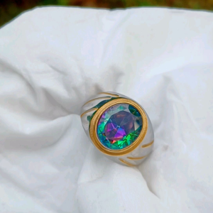 CINCIN BATU MISTIK QUARTZ FULL CUTTING RING TITANIUM