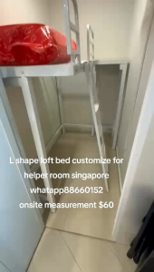 Helper bed/L shape loft bed with mattress customize for helper room singapore/helper bed/store room/utility/bomb shelter