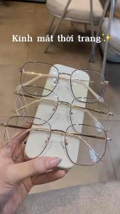 Kính vuông mắt to kim loại thanh mảnh thời trang giả cận 2970A