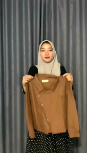 Kemeja Ivon Top Outer Bahan linen-Atasan Crop Wanita lengan panjang