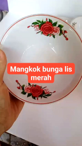 MANGKOK BUNGA LIS MERAH(isi 6 pcs)
