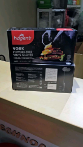 Assorted Sizes 11HAGVG Black 100pcs Hagens Vinyl Hand Glove Powder Free (Certified Standard EN455)