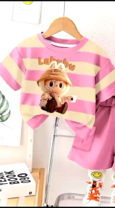 VIRAL PARSEL TERLARIS COD SET LABUBU SALUR MODEL IMPORT GAYA KOREA ANAK PEREMPUAN TERLARIS /SET LABUBU BAJU DAN CELANA ANAK PEREMPUAN 1-6 TAHUN