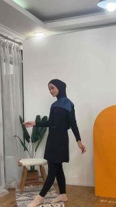 Damla Sport Muslimah Swimwear Mix Blue - Baju Renang Wanita Hijab Syari Remaja