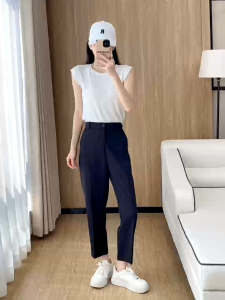 (READY STOCK)Woman’s High Waist OL Suit Fabric Long Pants Office Wear with Pocket