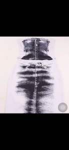 Crush me QA23 𝐒𝐞𝐭 𝟐 𝐦𝐨́𝐧 Áo cúp ngực + chân váy cargo giả vân bò denim print effect đầm bộ hai mảnh sang chảnh y2k club