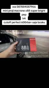 Led h4 mini projector mini proji macrone v88 6000k putih 35 pure watt super bright