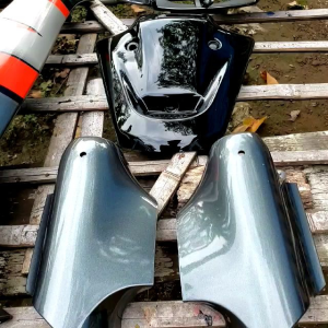 Cover Body Bodi Fulset Satria R Satria 2tak Warna Abu-abu Hitam Set Stiker