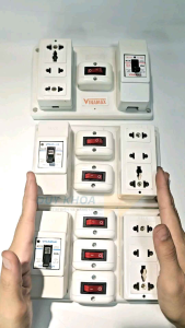 Bảng điện có CB 20A - 3-2-1 Công tắc (có đèn báo) - Ổ 3 cắm điện VINAMAX ® - Hàng Việt Nam chất lượng cao