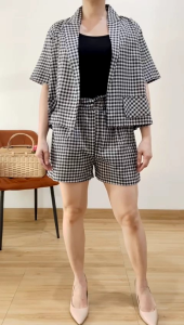 [VEMODE] SETELAN CASUAL KATUN KOTAK WANITA 0B3S 4601