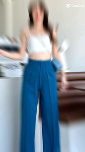 🛒🏷️กางเกงแฟชั่นผู้หญิงสไตล์สาวอ๊อฟฟิต งานผ้าทิ้งตัวเอวสูงปรี๊ด