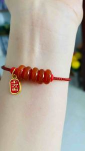 Đồng điếu ngũ phúc may mắn tài lộc đá thạch anh đỏ thiên nhiên mệnh hỏa thổ