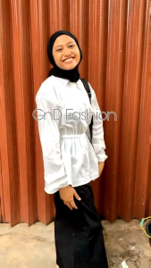 TERBAIK! Kemeja Linen Kerut Pinggang Alya Shirt Kemeja Wanita Blouse Wanita Kerut Depan Belakang