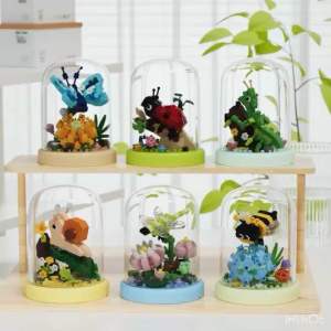 พร้อมส่งในไทย ตัวต่อนาโน - CLC - Flower & Insect ตัวต่อนาโนดอกไม้แมลงพร้อมฝาครอบ