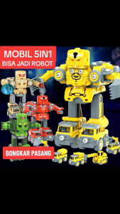 mainan mobil kontruksi dinosaurus 5 in 1 bisa di rakit jadi robot