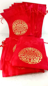 ถุงมงคล ถุงแดงอักษรฮกโชคลาภผ้าหนา