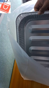 [10set] RE430 5830ml aluminum foil tray with big plastic carrier bag 16.9 x 12.2 x 2.56 inches  [L × W × H]