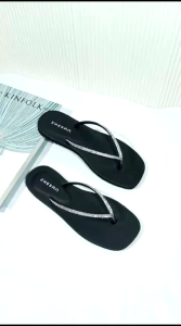 Sandal Flat Wanita Jepit Double Mutiara Kekinian Terbaru