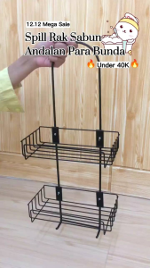 Rak shampo tempel dinding serbaguna Rak kamar mandi susun 2 warna hitam model terbaru murah berkualitas