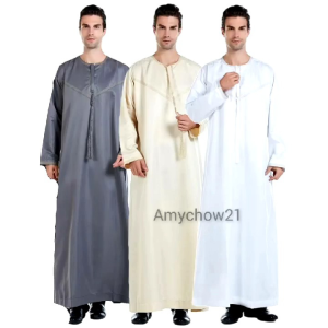 ADULT PLAIN WHITE LONG SLEEVES WITH TASSEL KIMON THOBE GAMIS FOR MEN