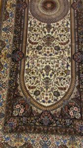 "Luxurious Persian Silk on Silk Carpet Hall Runners: Dense High-Density Pile Fine Quality in Gold (Sizes 75x300 cm & 75x250 cm)"