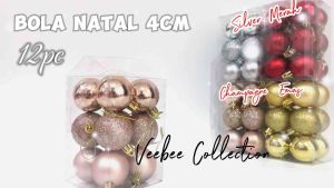 Bola Natal 4cm 12pc: Packing Mika & Gantungan Pohon Natal