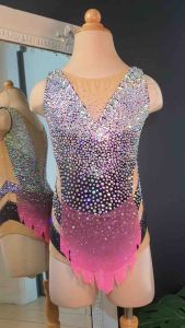 Black Pink Bedazzled Leotard