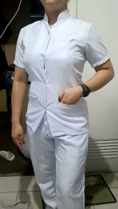 Chinese Collar Nurse Uniform Peach twill Cotton For Men&Women