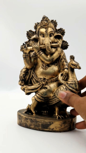 St912 Elegant Design Lord Ganesha Playing Basuri Decoraive Showpiece Figurine for Home