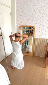 Siff lace dresd(เดรสแขนกุดคอปาด ผ้าลูกไม้)