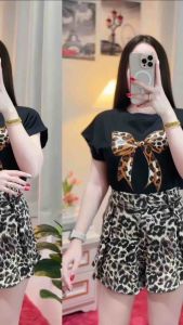 ชุดเซ็ต2ชิ้น เสื้อและกางเกงลายเสือ สุดฮิต น่ารักมาก