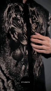 Batik Hadi Solo Kemeja Batik Slimfit full furing katun motif MACAN HITAM