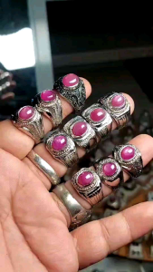 Batu cincin permata ruby jhonshon nginden patwa / pink / rubi daging merah 9-10mm Elegan Rings