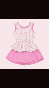 ชุดเชตสงกรานต์ เสื้อ + กางเกง ลายดอกไม้ ติดโบว์ข้างหลัง กางเกงกระโปรงน่ารักมากๆ จร้า