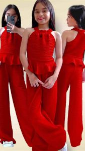 Christmas outfit for kids - 8-12 years old bark crepe fabric