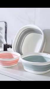 กะละมังซิลิโคน อเนกประสงค์ ยืด หด สี 3 ขนาด 3 รูห้อย ประหยัดพื้นที่