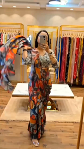 Designer Style Readymade Saree with Grand embroidery Blouse (Pre-Order: 2/3 Weeks Delivery) HR280325