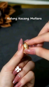 KALUNG WANITA TITANIUM MOTIF KACANG MUTIARA ANTI KARAT NYAMAN DI PAKAI