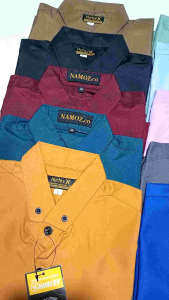 kemeja polos pria lengan panjang slimfit ukuran jumbo m-xxxl warna biru navy dongker