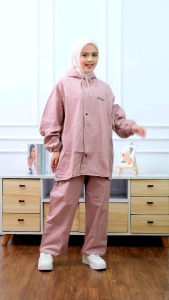 Jas Hujan AKULA Pria Wanita Setelan Baju dan Celana Terbaik Bahan PVC Tebal Kuat Anti Rembes