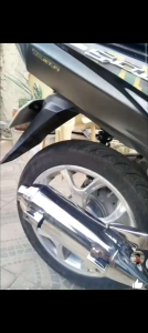Stainless Chikinpipe Stockpipe for Mio Soul i 115 Motorcycle. Chrome finish durable compact design easy installation suitable for stock exhaust systems.