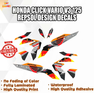HONDA CLICK VARIO V3 125 REPSOL DESIGN DECALS (WATERPROOF LAMINATED FADE PROOF)