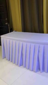 Table Cover Skirting Table Cloth Geena/Pongee Pleated All Sides 8FT Folding Table Events Party