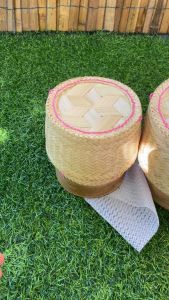 กล่องข้าว กระติบข้าว วัสดุสานจากไม้ไผ่ มี 2 รุ่น ขนาด 6.5 และ 5.5 นิ้ว พร้อมผ้าขาวบาง แยกรายการสั่งซื้อ