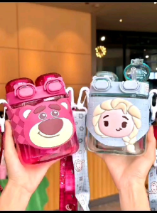 570ml - Sanrio childrens Tritan water bottle for school students going to school special double drinking straw bottle
