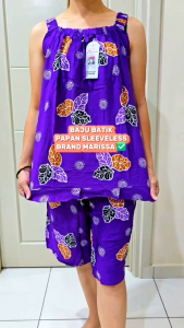 WOMEN BAJU BATIK PAPAN SLEEVELESS SINGLET SHIRT & PANT 1 SET/BAJU BATIK SET COTTON/BATIK NIGHTY/BATIK INDONESIA